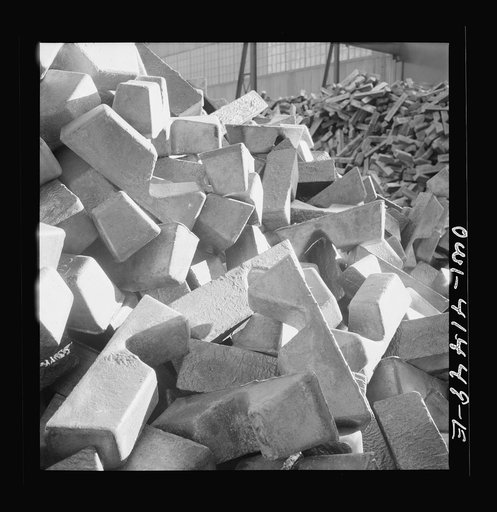 Phelps Dodge refining company, El Paso, Texas. Copper received from the smelter ready for refining