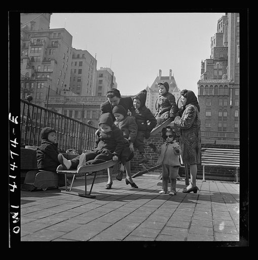 New York, New York. Mrs. Speer, director of the nursery, directing the children at play at the Lighthouse, an institution for the blind, at 111 East Fifty-ninth Street