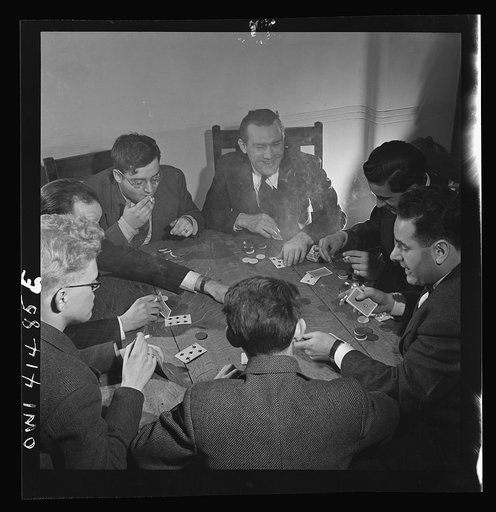 New York, New York. Playing cards, using Braille playing cards, at the Lighthouse, an institution for the blind, at 111 East Fifty-ninth Street