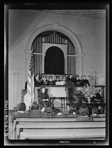 Southington, Connecticut. An American town and its way of life. The vested choir singing at a Sunday morning service