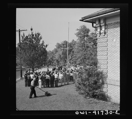 Southington, Connecticut. School children pledging their allegiance to the flag