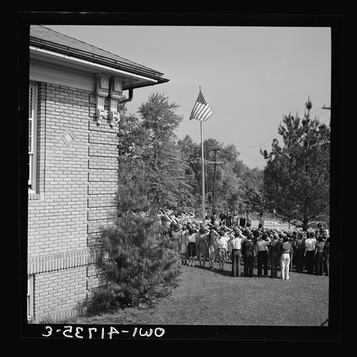 Untitled photo, possibly related to: Southington, Connecticut. School children pledging their allegiance to the flag