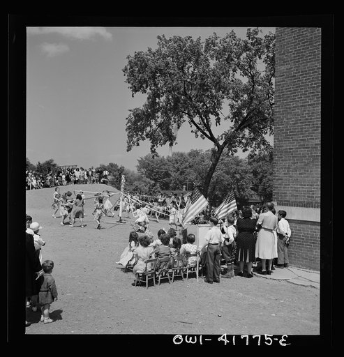 Untitled photo, possibly related to: Southington, Connecticut. At Beecher Street School, whose student body consists half of Americans of Italian descent and half of Americans of Polish descent. The Queen of the May was Emily Shuvak, of Polish extraction; the King, Philip D'Agostino, of Italian