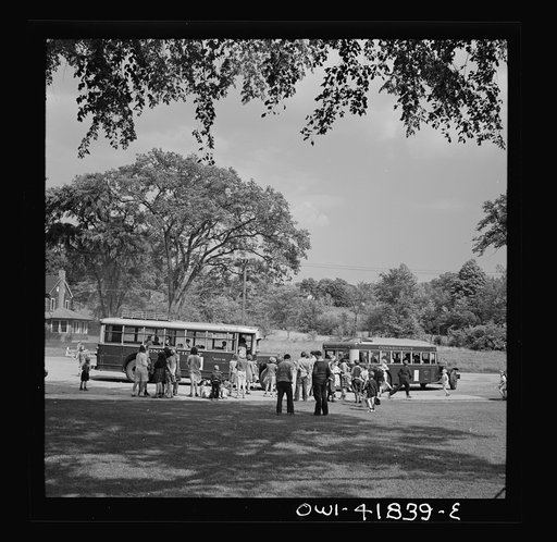 Southington, Connecticut. Bus and children