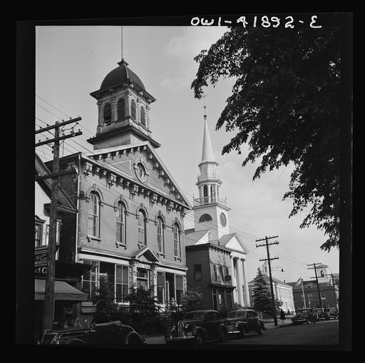 Untitled photo, possibly related to: Southington, Connecticut. Town hall, in which all of the people meet to make their own laws