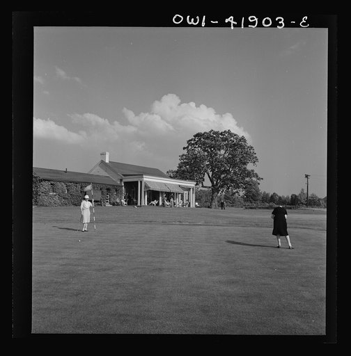 Untitled photo, possibly related to: Southington, Connecticut. Southington's nine-hole country club golf course. Membership fee in the club is purposely low (thirty-five dollars a year) so that everyone who enjoys the game may have a chance to play