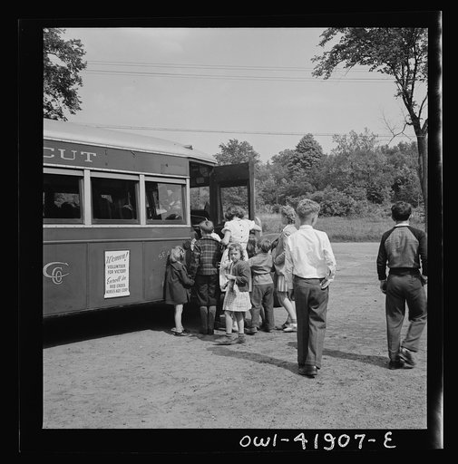 Southington, Connecticut. Bus and children