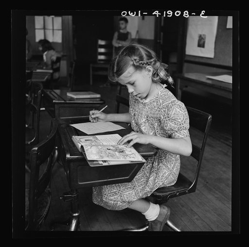 Untitled photo, possibly related to: Southington, Connecticut. School girls studying