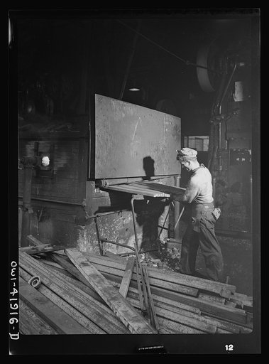 Southington, Connecticut. Worker in the Peck, Stow and Wilcox factory