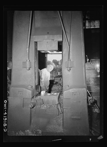Southington, Connecticut. Worker in the Peck, Stow and Wilcox factory