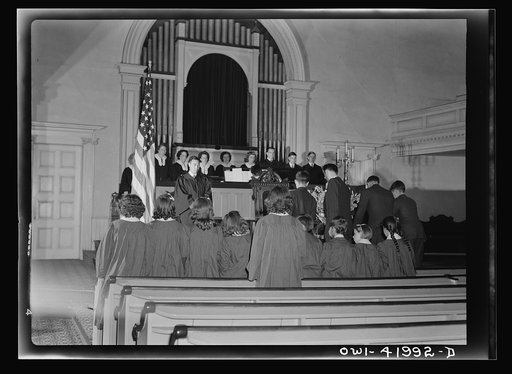 Southington, Connecticut. An American town and its way of life. The vested choir singing at a Sunday morning service