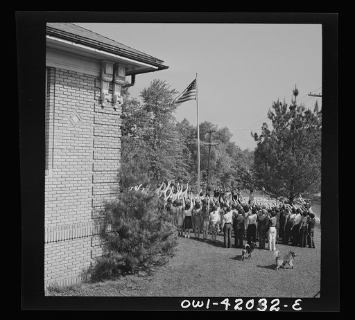 Southington, Connecticut. School children pledging their allegiance to the flag