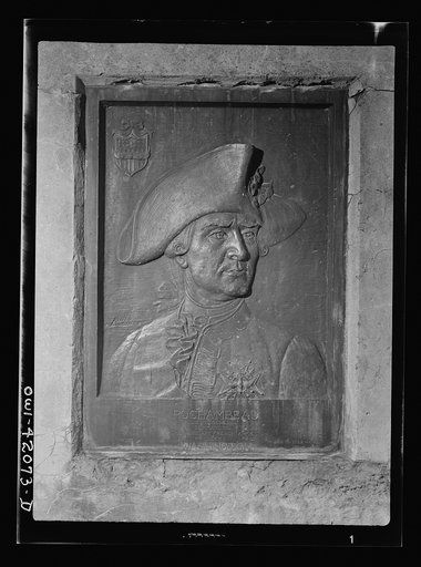 Untitled photo, possibly related to: Southington, Connecticut. Bronze relief for Rochambeau