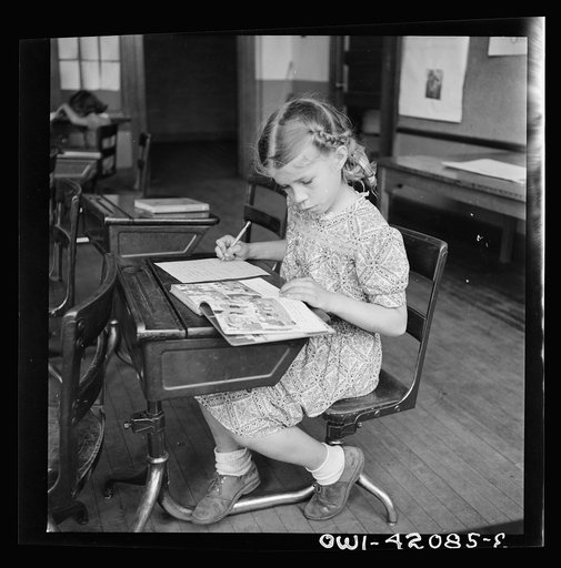 Southington, Connecticut. School girl studying