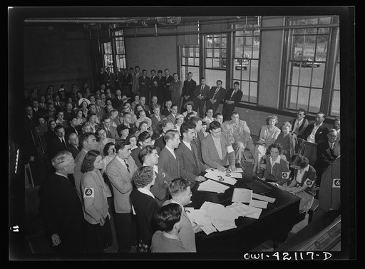 Southington, Connecticut. Some of Southington's 250 air raid wardens. They are attending one of the weekly meetings