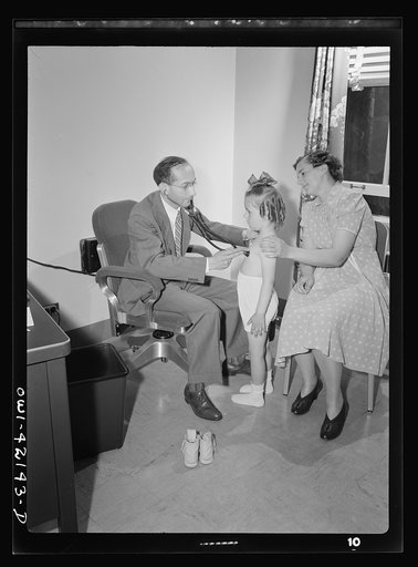 Southington, Connecticut. At the health center, the people of Southington may receive medical advice and a certain amount of medical care (such as physical checkup, which this girl is receiving) without pay