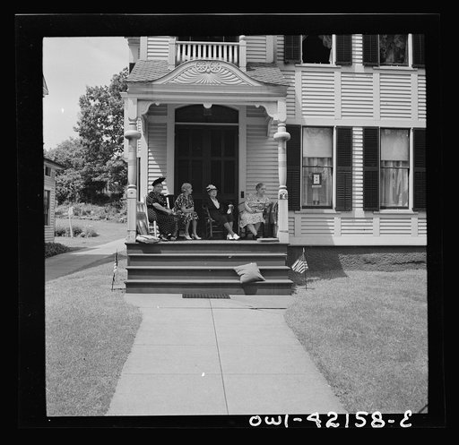Southington, Connecticut. An American town and its way of life. Mrs. Daisy Morse has two sons fighting--Private Alfred Morse and LeRoy S. Morse. She is displaying two service stars in her window