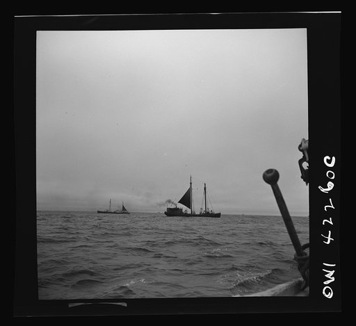 On board a fishing vessel out from Gloucester, Massachusetts. A converted line trawler