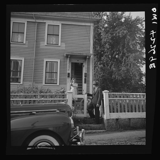 Gloucester, Massachusetts. John Riberia [i.e., Ribeiro], Captain of the fishing trawler Old Glory, bidding his wife goodbye before leaving for the fishing grounds off the Massachusetts coast