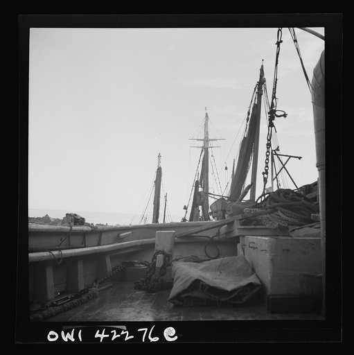 Gloucester, Massachusetts. The deck of a fishing boat.