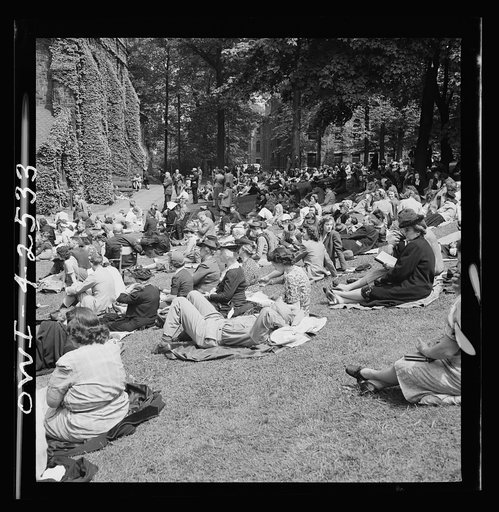 Bethlehem, Pennsylvania. Bach festival. Outside the chapel during the Bach festival