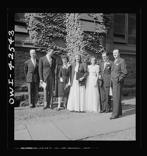 Bethlehem, Pennsylvania. Bach festival. Left to right: Mack Harrell, bass; Victor Laderoute, tenor; Ruth Diehl, soprano; Ruth Terry, contralto; Mary Givens, accompanist; Dr. Ifor Jones, conductor, E. Power Biggs, organist