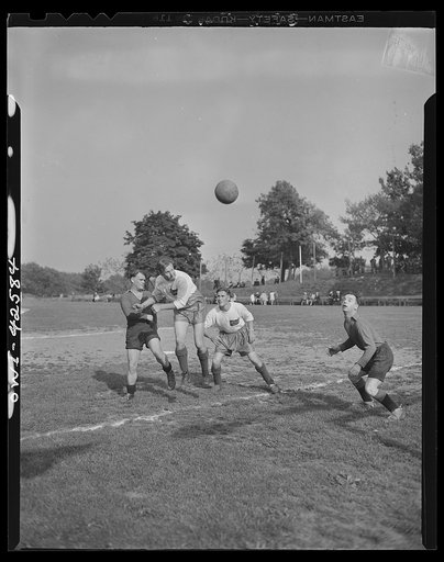 Travers Island, New York. Norwegian Independence Day celebration at the Norwegian gunners' school. Soccer