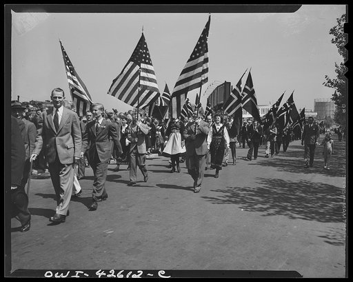 Brooklyn, New York. Norwegian Independence Day celebration. Norwegian-American parade. Norwegian-American associations represented in the parade