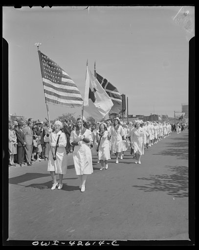 Brooklyn, New York. Norwegian Independence Day celebration. Norwegian-American parade. Norwegian-American Red Cross nurses