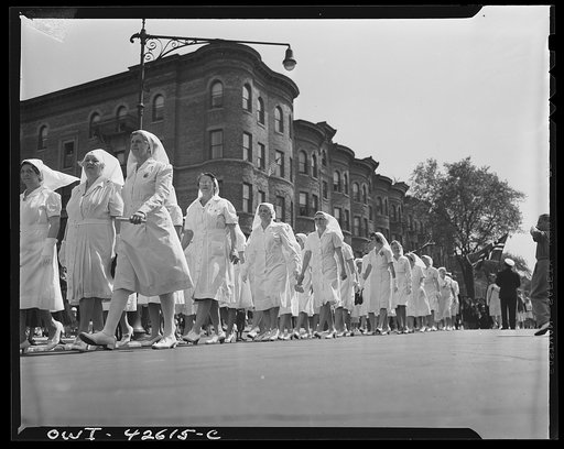 Brooklyn, New York. Norwegian Independence Day celebration. Norwegian-American parade. Norwegian-American Red Cross nurses
