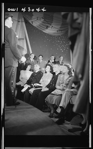 Untitled photo, possibly related to: New York, New York. Merchant marine theatre. Wing canteen. The audience