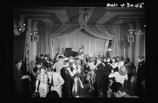 Untitled photo, possibly related to: New York, New York. Merchant marine theatre. Wing canteen. The audience