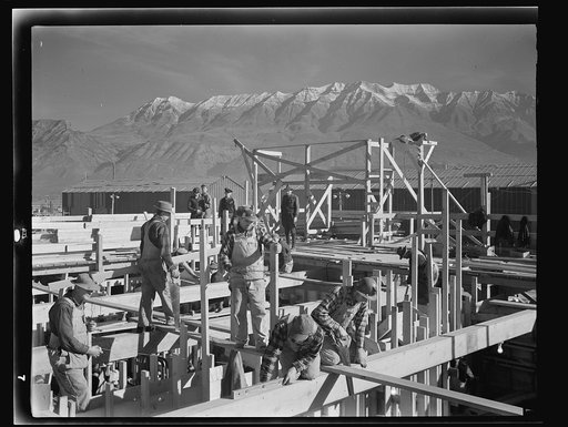 Untitled photo, possibly related to: Columbia Steel Company at Geneva, Utah. Partly finished open hearth furnaces and stacks for a steel mill under construction which will soon be producing vitally needed steel