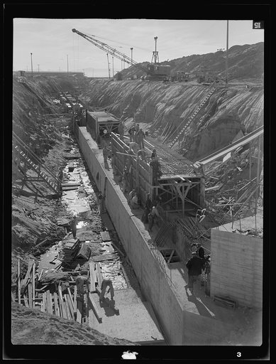 Untitled photo, possibly related to: Columbia Steel Company at Geneva, Utah. Constructing a water intake tunnel for a new steel plant which will make important additions to the vast amount of steel needed for the war effort