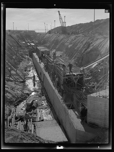 Untitled photo, possibly related to: Columbia Steel Company at Geneva, Utah. Constructing a water intake tunnel for a new steel plant which will make important additions to the vast amount of steel needed for the war effort