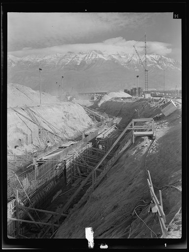 Untitled photo, possibly related to: Columbia Steel Company at Geneva, Utah. Constructing a water intake tunnel for a new steel plant which will make important additions to the vast amount of steel needed for the war effort