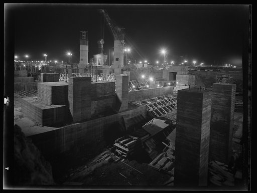 Untitled photo, possibly related to: Columbia Steel Company at Geneva, Utah. Steel and concrete go into place rapidly as a new steel mill takes form. The new plant will make important additions to the vast amount of steel needed for the war effort