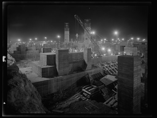 Untitled photo, possibly related to: Columbia Steel Company at Geneva, Utah. Steel and concrete go into place rapidly as a new steel mill takes form. The new plant will make important additions to the vast amount of steel needed for the war effort