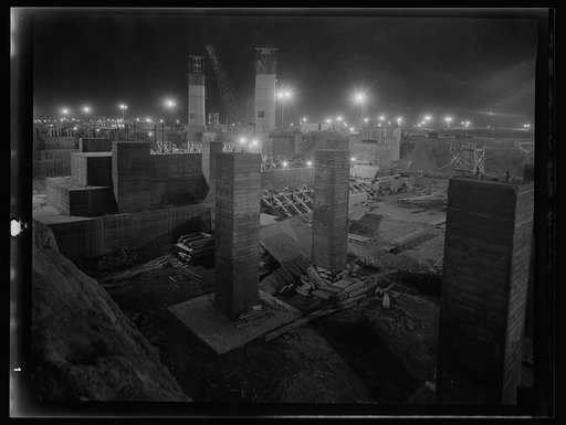 Untitled photo, possibly related to: Columbia Steel Company at Geneva, Utah. Steel and concrete go into place rapidly as a new steel mill takes form. The new plant will make important additions to the vast amount of steel needed for the war effort