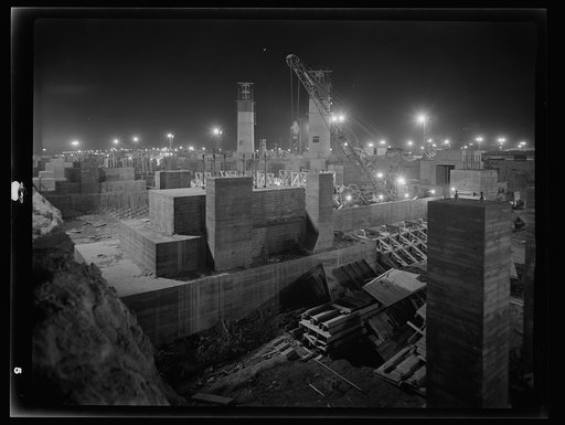 Untitled photo, possibly related to: Columbia Steel Company at Geneva, Utah. Steel and concrete go into place rapidly as a new steel mill takes form. The new plant will make important additions to the vast amount of steel needed for the war effort
