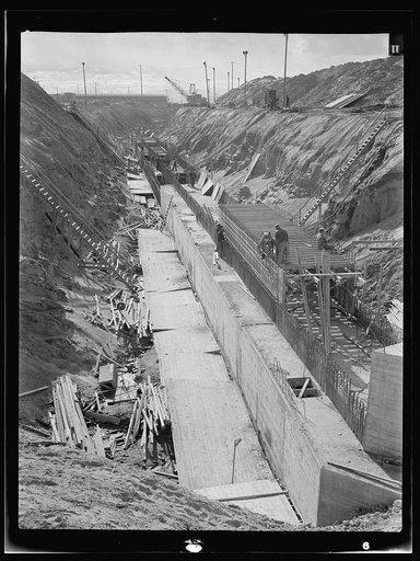 Untitled photo, possibly related to: Columbia Steel Company at Geneva, Utah. Constructing a water intake tunnel for a new steel plant which will make important additions to the vast amount of steel needed for the war effort