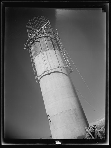 Untitled photo, possibly related to: Columbia Steel Company at Geneva, Utah. Partly finished open hearth furnaces and stacks for a steel mill under construction which will produce vitally needed steel