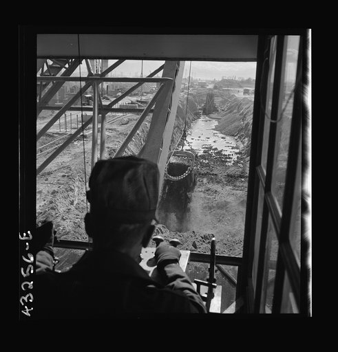 Columbia Steel Company at Geneva, Utah. Draglines are working day and night excavating for the building of open hearth furnaces for a new steel mill which will make important additions to the vast amount of steel needed for the war effort