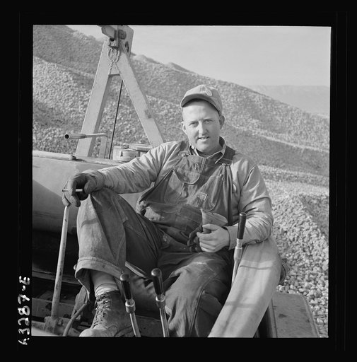 Columbia Steel Company at Geneva, Utah. Bulldozer operator who helps in the construction of a new steel mill which will make important additions to the vast amount of steel needed for the war effort