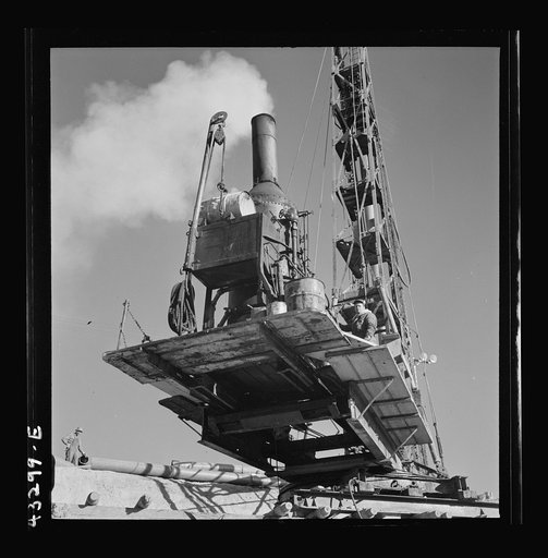 Untitled photo, possibly related to: Columbia Steel Company at Geneva, Utah. Driving piles for the foundations for a new steel mill, which will make important additions to the vast amount of steel needed for the war effort