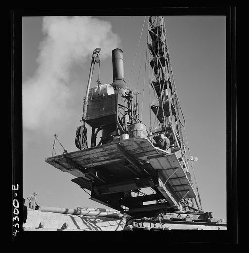 Untitled photo, possibly related to: Columbia Steel Company at Geneva, Utah. Driving piles for the foundations for a new steel mill, which will make important additions to the vast amount of steel needed for the war effort