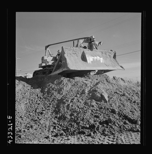 Columbia Steel Company at Geneva, Utah. Bulldozer used in grading during the construction of a new steel mill which will make important additions to the vast amount of steel needed for the war effort