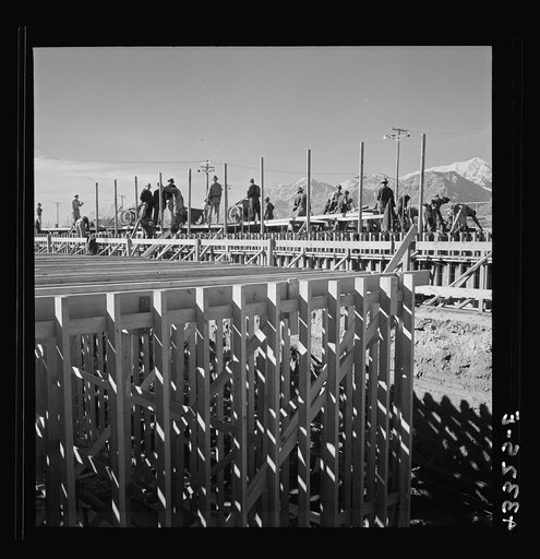 Untitled photo, possibly related to: Columbia Steel Company at Geneva, Utah. Partly finished open hearth furnaces and stacks for a new steel mill under construction which will soon be producing vitally needed steel