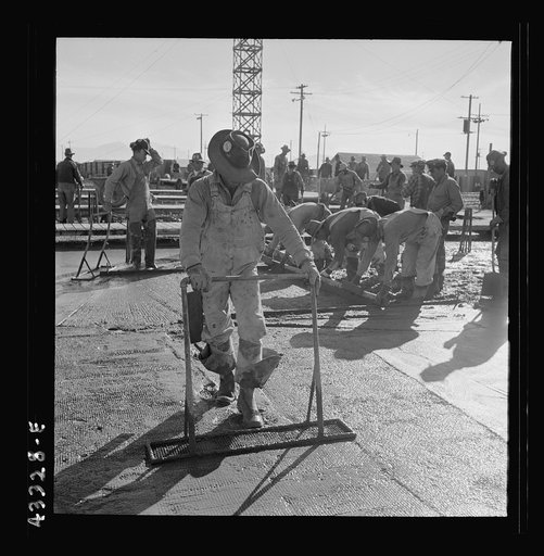 Columbia Steel Company at Geneva, Utah. Steel and concrete go into place rapidly as a new steel mill takes form. The new plant will make important additions to the vast amount of steel needed for the war effort