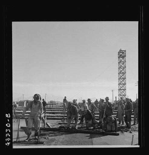 Untitled photo, possibly related to: Columbia Steel Company at Geneva, Utah. Steel and concrete go into place rapidly as a new steel mill takes form. The new plant will make important additions to the vast amount of steel needed for the war effort